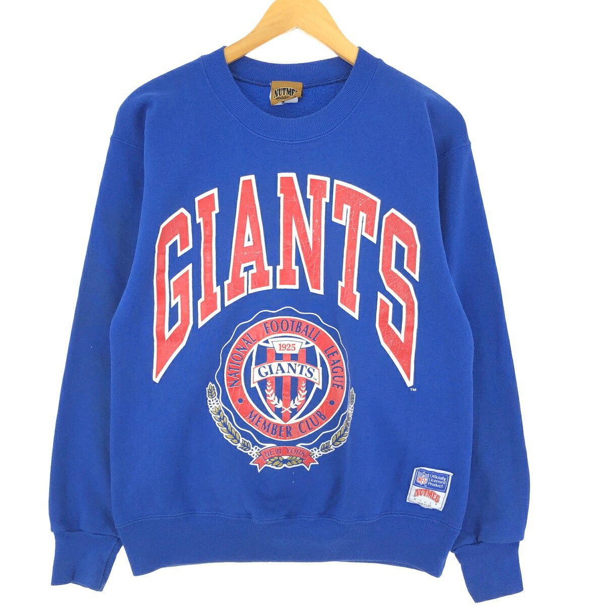 古着 90'S NUTMEG NFL NEWYORK GIANTS ニューヨークジャイアンツ プリントスウェットシャツ トレーナー USA製 メンズM ヴィンテージ /eaa411221 【中古】 【240320】 ss2503_30