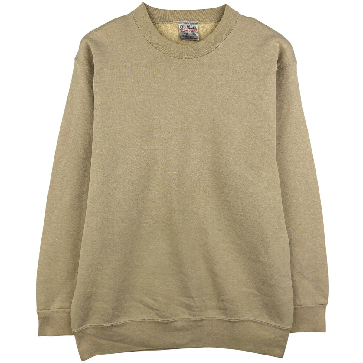 商品詳細 ブランド・ONEITA・オニータ・ 特徴・クルーネック(丸首)・長袖・ヴィンテージ・ モデル/形状・無地 ブランクスウェットシャツ トレーナー・ 素材・ポリエステル:50%・コットン:50%・ 色・ベージュ系・ 柄・無地・ 生産国・USA製・ 年代・90年代・ サイズ・メンズM・表記サイズ:MEDIUM・着丈:70cm・身幅:53cm・肩幅:50cm・袖丈:58cm・ コンディション・C・ カテゴリ・メンズ・トップス・スウェット・トレーナー・ 商品番号・eaa417925・ 取扱店・・ スタッフコメントONEITA 無地 ブランクスウェットシャツ トレーナー / メンズM / 商品番号 eaa417925 USEDですので使用感などございますが、まだまだご愛用していただけます。 古着という事をご理解の上ご注文よろしくお願いします。 【状態追記】 ●首元リブ伸び ●前、襟ぐりに糸抜け ●後、襟ぐり・左脇下に糸抜け　右腕にほつれ※状態は当社独自の基準です。 着用感表記サイズ着丈身幅肩幅袖丈 メンズMMEDIUM(※着用感、表記サイズは目安です。)70cm53cm50cm58cm ※測定値の若干の誤差はご了承下さい。サイズガイドはこちら ブランドONEITAオニータ 特徴クルーネック(丸首) / 長袖 / ヴィンテージモデル/形状無地 ブランクスウェットシャツ トレーナー素材ポリエステル:50% / コットン:50%色ベージュ系柄無地生産国USA製年代90年代カテゴリトレーナー商品番号eaa417925取扱店　　 オニータの他の商品を見るトレーナーの他の商品を見る
