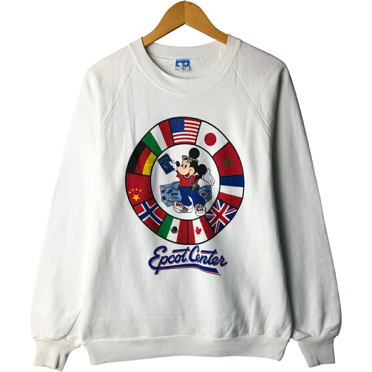 Rakuten - 古着 80'S ディズニー Disney MICKEY MOUSE ミッキーマウス 国旗柄 キャラクタースウェットシャツ トレーナー USA製 メンズL相当 ヴィンテージ /eaa418885 【中古】 【251121】 【SS2603_30】