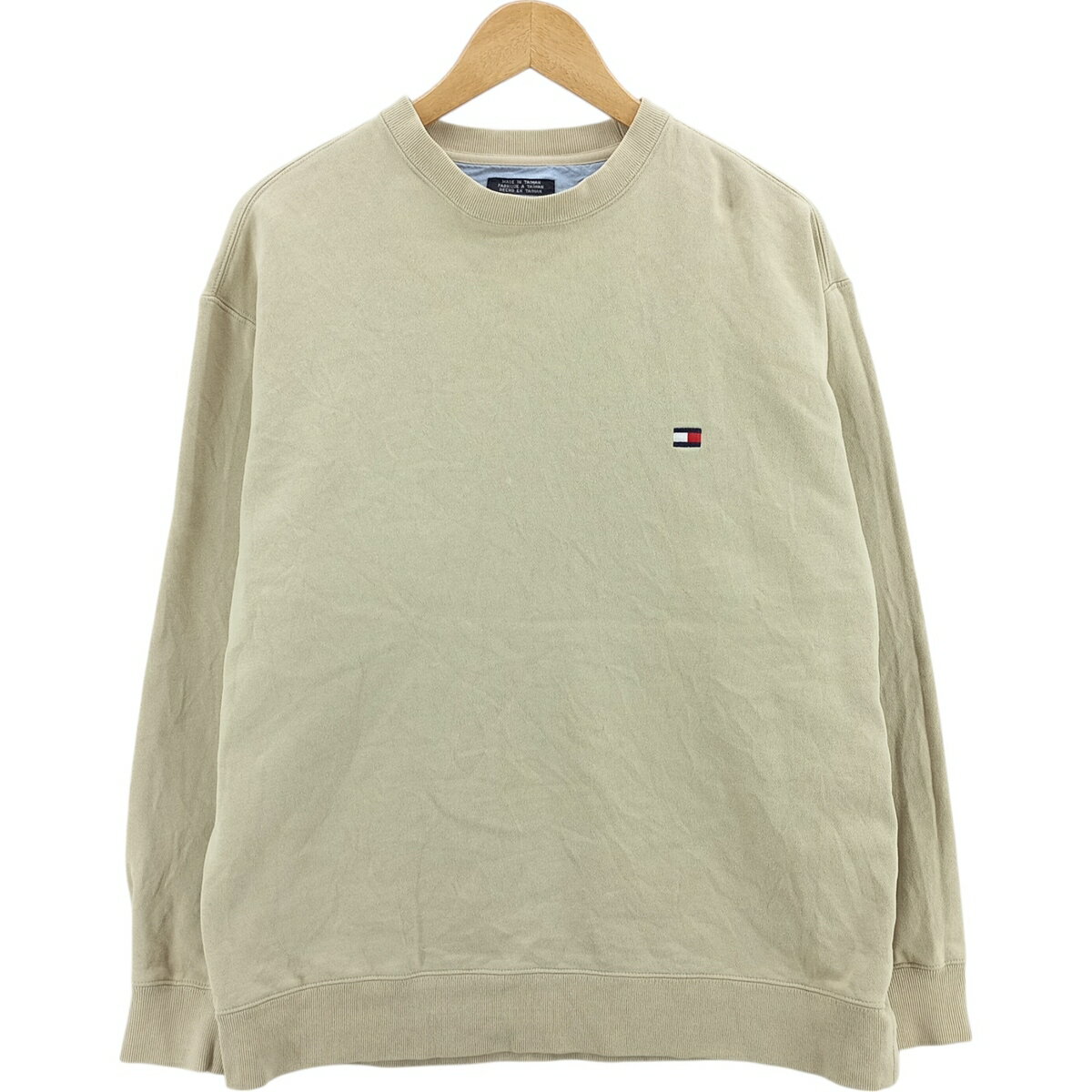 樂天商城 - 古着 90'S~ トミーヒルフィガー TOMMY HILFIGER ワンポイントロゴスウェットシャツ トレーナー メンズS相当 ヴィンテージ /eaa419118 【中古】 【251031】 【SS2603_30】 ベージュ系 春夏秋冬