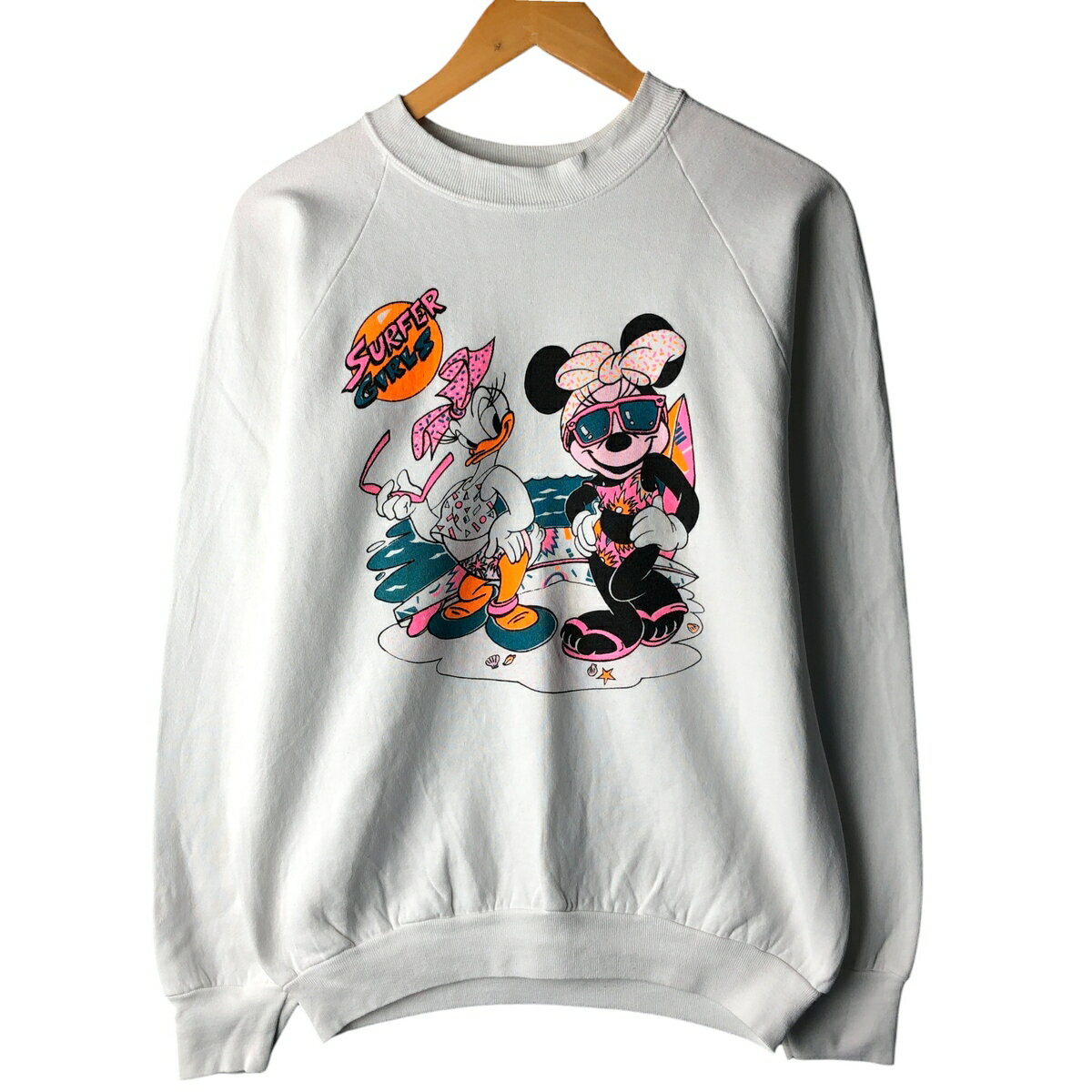 Hawaiian - 古着 MINNIE MOUSE DAISY DUCK ミニーマウス デイジーダック キャラクタースウェットシャツ トレーナー USA製 メンズL相当 /eaa419306 【中古】 【251129】 【SS2603_30】 ホワイト系 春夏秋冬