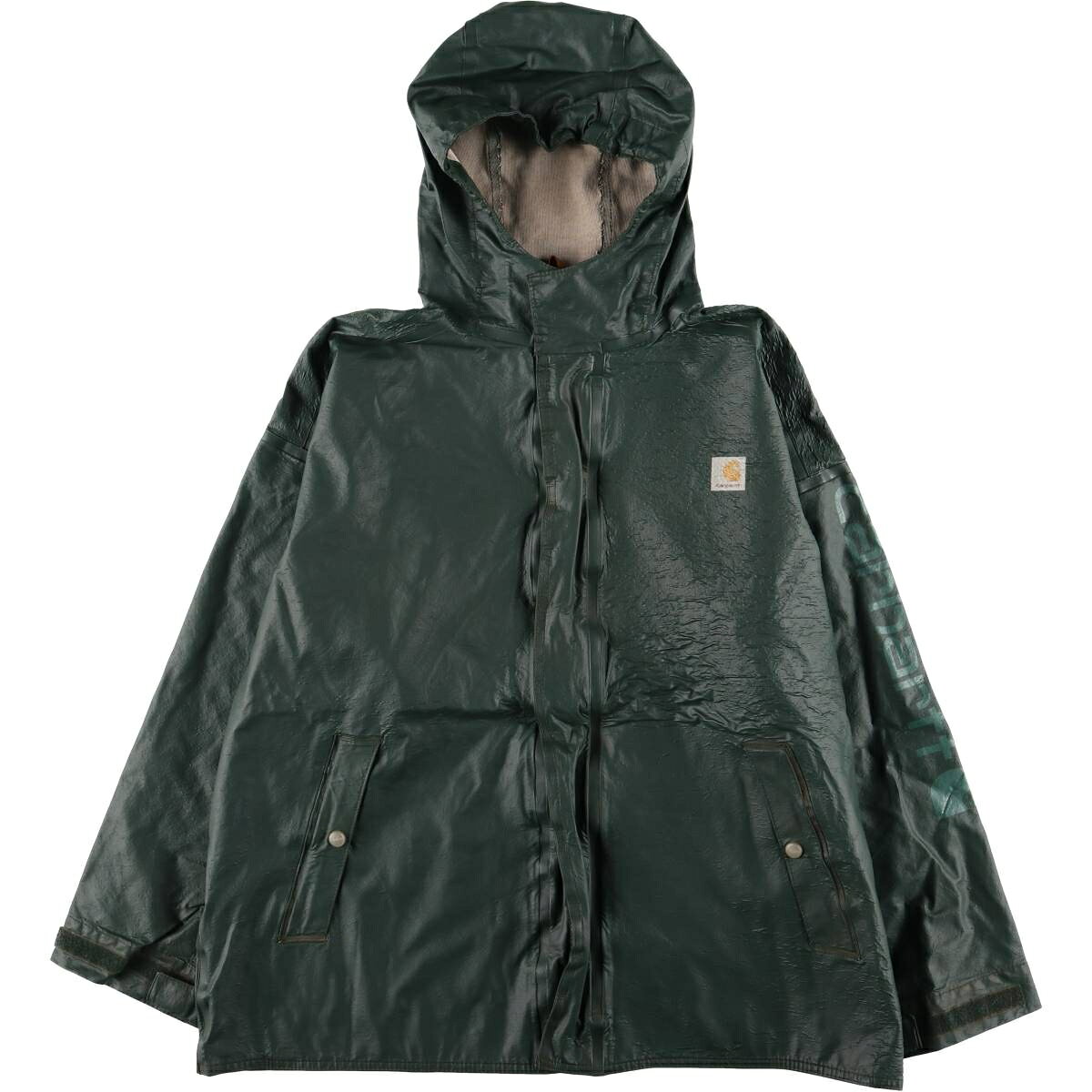 商品詳細 ブランド・Carhartt・カーハート・ 特徴・厚手・スナップボタン・長袖・袖プリント・レインパーカー・ モデル/形状・ウォータープルーフジャケット・ 素材・ポリエチレン:92%・その他:8%・ 色・グリーン系 緑色・ 柄・無地・プリント・ 生産国・中国製・ 年代 サイズ・メンズL・表記サイズ:L・着丈:71cm・身幅:71cm・肩幅:66.5cm・袖丈:54cm・ コンディション・C・ カテゴリ・メンズ・アウター・ジャケット・その他ジャケット・ 商品番号・eaa420199・ 取扱店・・ スタッフコメント素材のその他8%はvinyl acetateになります。Carhartt ウォータープルーフジャケット / メンズL / 商品番号 eaa420199 USEDですので使用感などございますが、まだまだご愛用していただけます。 古着という事をご理解の上ご注文よろしくお願いします。 【状態追記】 ●全体に生地浮き ●前、肩・両袖先ベルクロ・前立て裏・両ポケット口に汚れ ●後、首元・両袖先に汚れ ●内、背中・左袖先・右胸・腹部・腰・裾に汚れ　後側裾に裂け　右腹部に擦れ※状態は当社独自の基準です。 着用感表記サイズ着丈身幅肩幅袖丈 メンズLL(※着用感、表記サイズは目安です。)71cm71cm66.5cm54cm ※測定値の若干の誤差はご了承下さい。サイズガイドはこちら ブランドCarharttカーハート 特徴厚手 / スナップボタン / 長袖 / 袖プリント / レインパーカーモデル/形状ウォータープルーフジャケット素材ポリエチレン:92% / その他:8%色グリーン系 緑色柄無地 / プリント生産国中国製年代-カテゴリその他ジャケット商品番号eaa420199取扱店　　 素材のその他8%はvinyl acetateになります。カーハートの他の商品を見るその他ジャケットの他の商品を見る