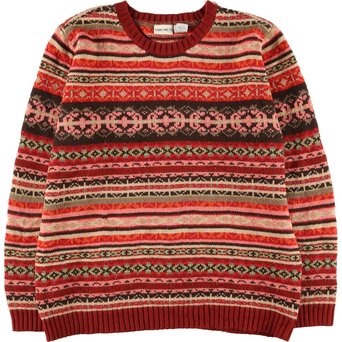 古着 CHEROKEE 総柄 アクリルニットセーター レディースXL /eaa424244 【中古】 【240310】【エルル】
