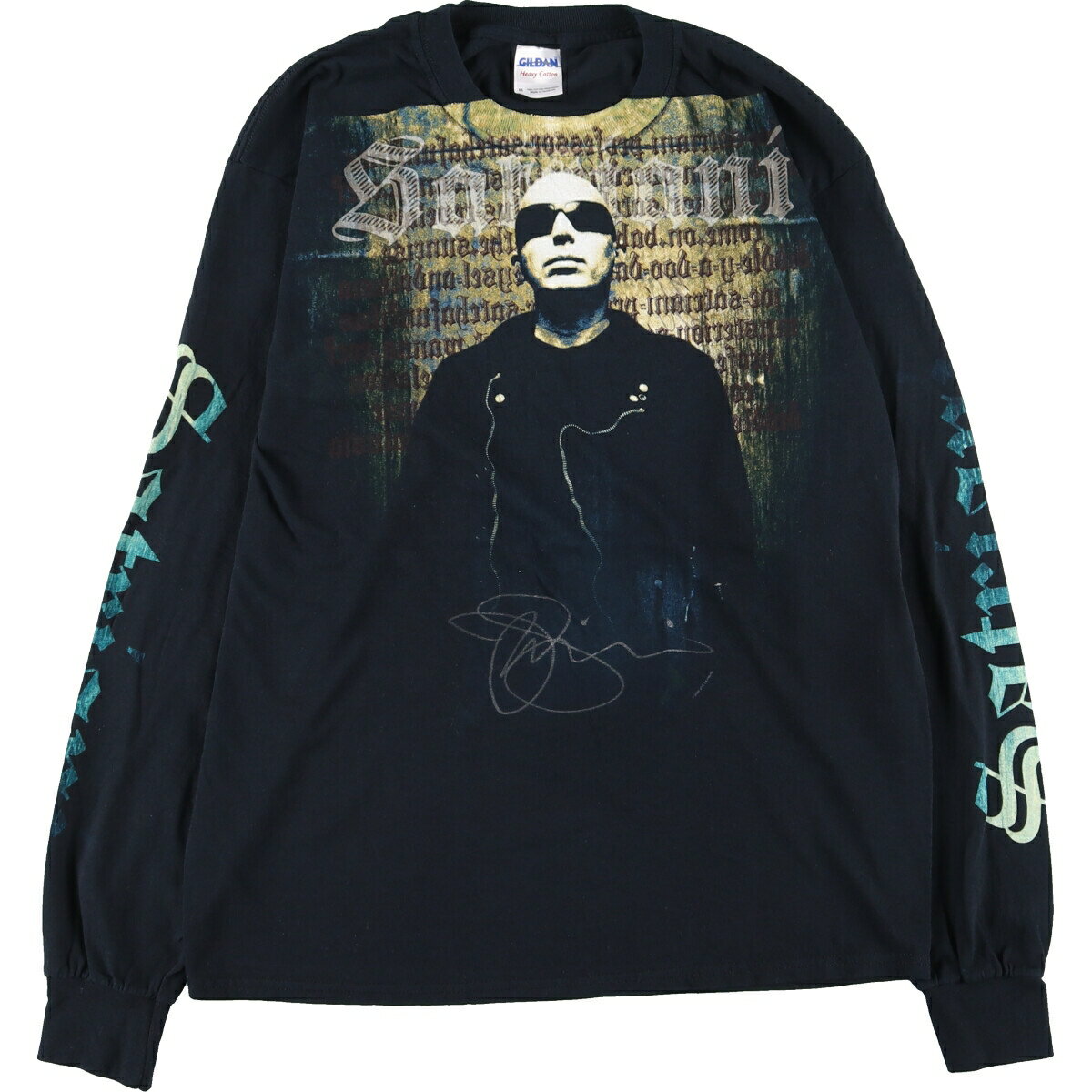 古着 ギルダン GILDAN JOE SATRIANI 袖プリント ロングTシャツ ロンT メンズM /eaa425934 【中古】 【240318】 ss2503_30