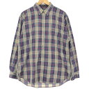 古着 70'S エディーバウアー Eddie Bauer Marin Poplin 長袖 ボタンダウンチェックシャツ メンズL /eaa426674 【中古】 ...