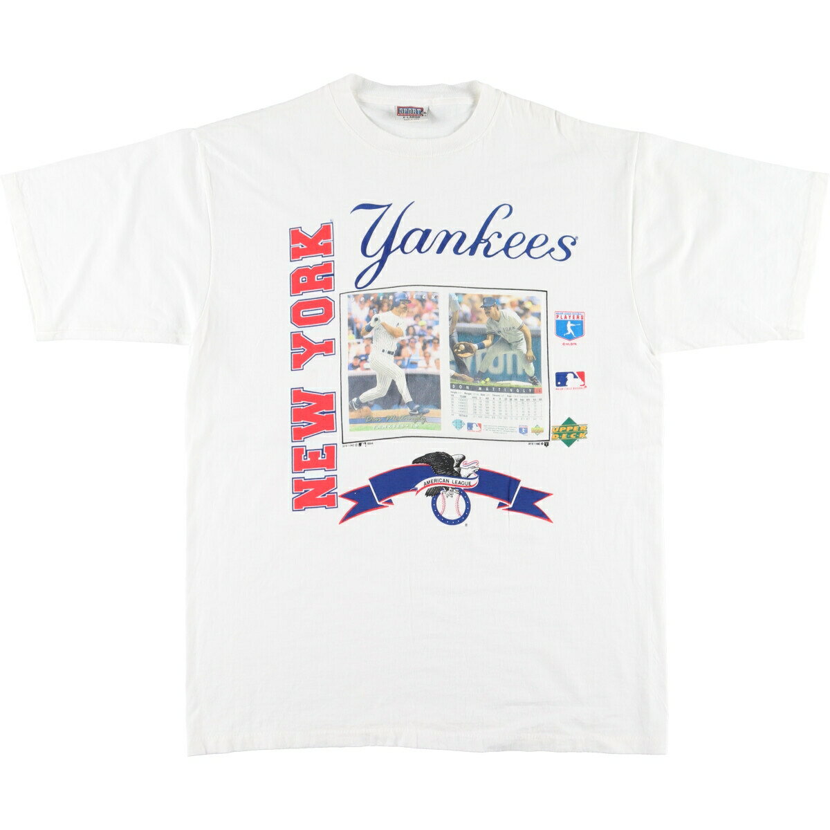 古着 90'S SPORT ATTACK MLB NEW YORK YANKEES ニューヨークヤンキース DON MATTINGLY ドンマッティングリー プリントTシャツ USA製 メンズXL ヴィンテージ /eaa427621 【中古】 【240322】