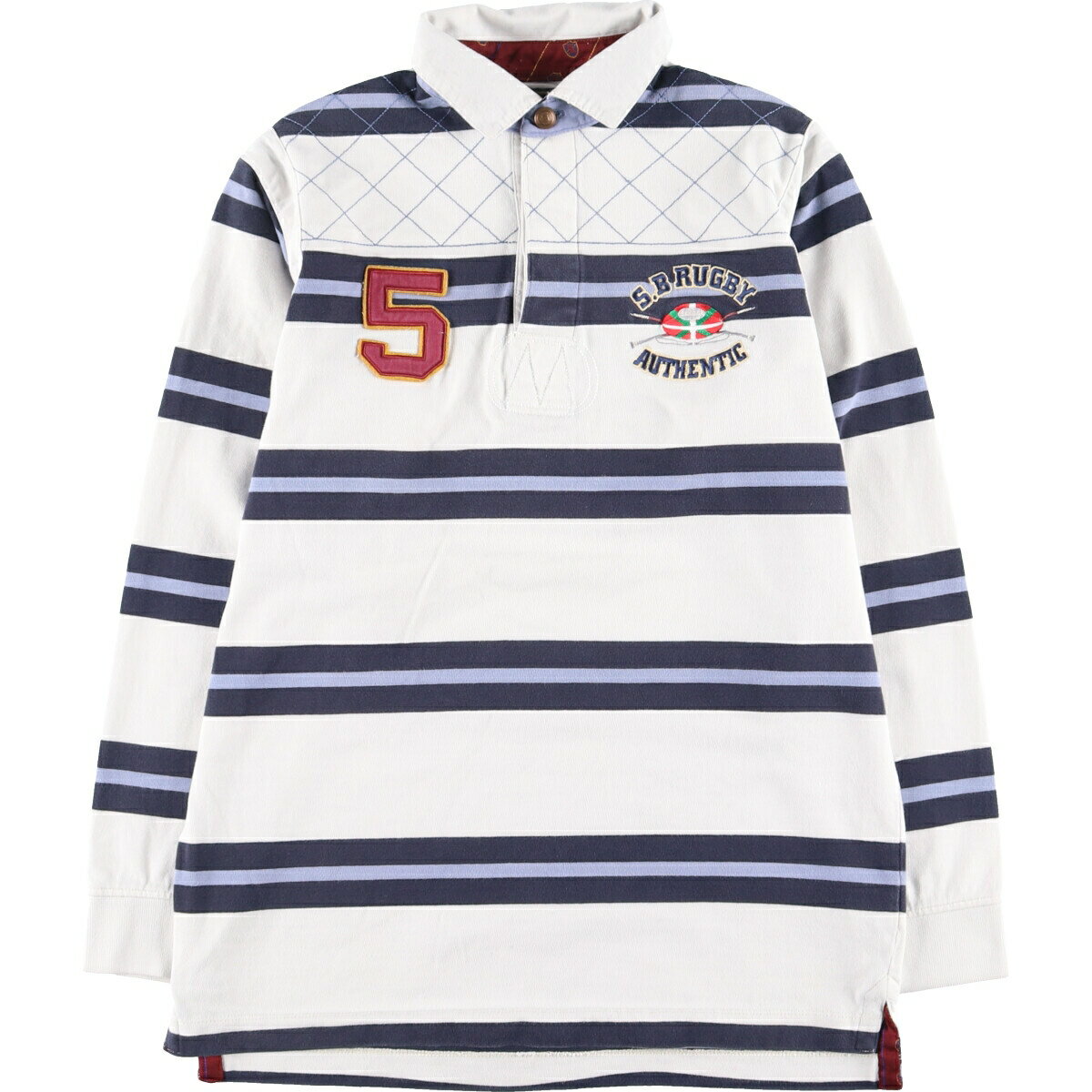 古着 SERGE BLANCO ボーダー柄 長袖 ラガーシャツ メンズM /eaa430436 【中古】 【240424】 【SS2509_3..