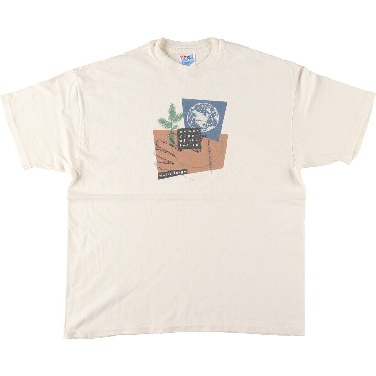 古着 90'S ヘインズ Hanes wells fargo ウェルズファーゴ プリントTシャツ USA製 メンズXL ヴィンテージ /eaa432451 【中古】 【240529】