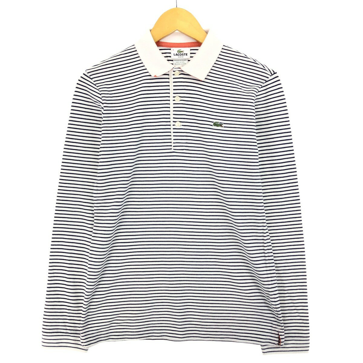 古着 ラコステ LACOSTE ボーダー柄 長袖 ボーダー ポロシャツ