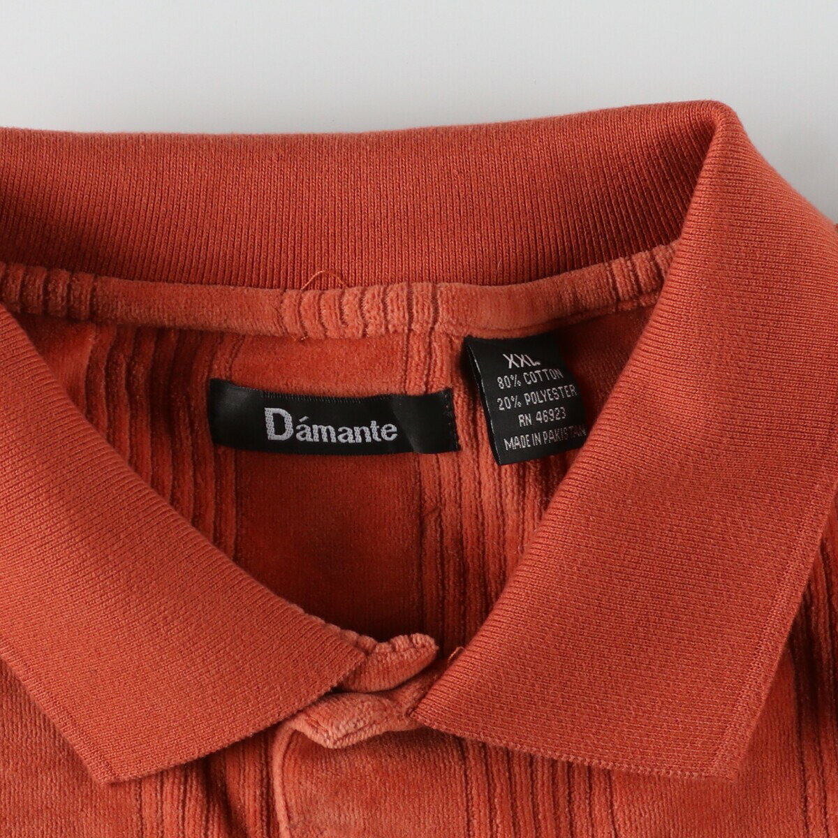 古着 DAMANTE ベロア 長袖 ポロシャツ メンズXXL /eaa433566 【中古】 【240419】