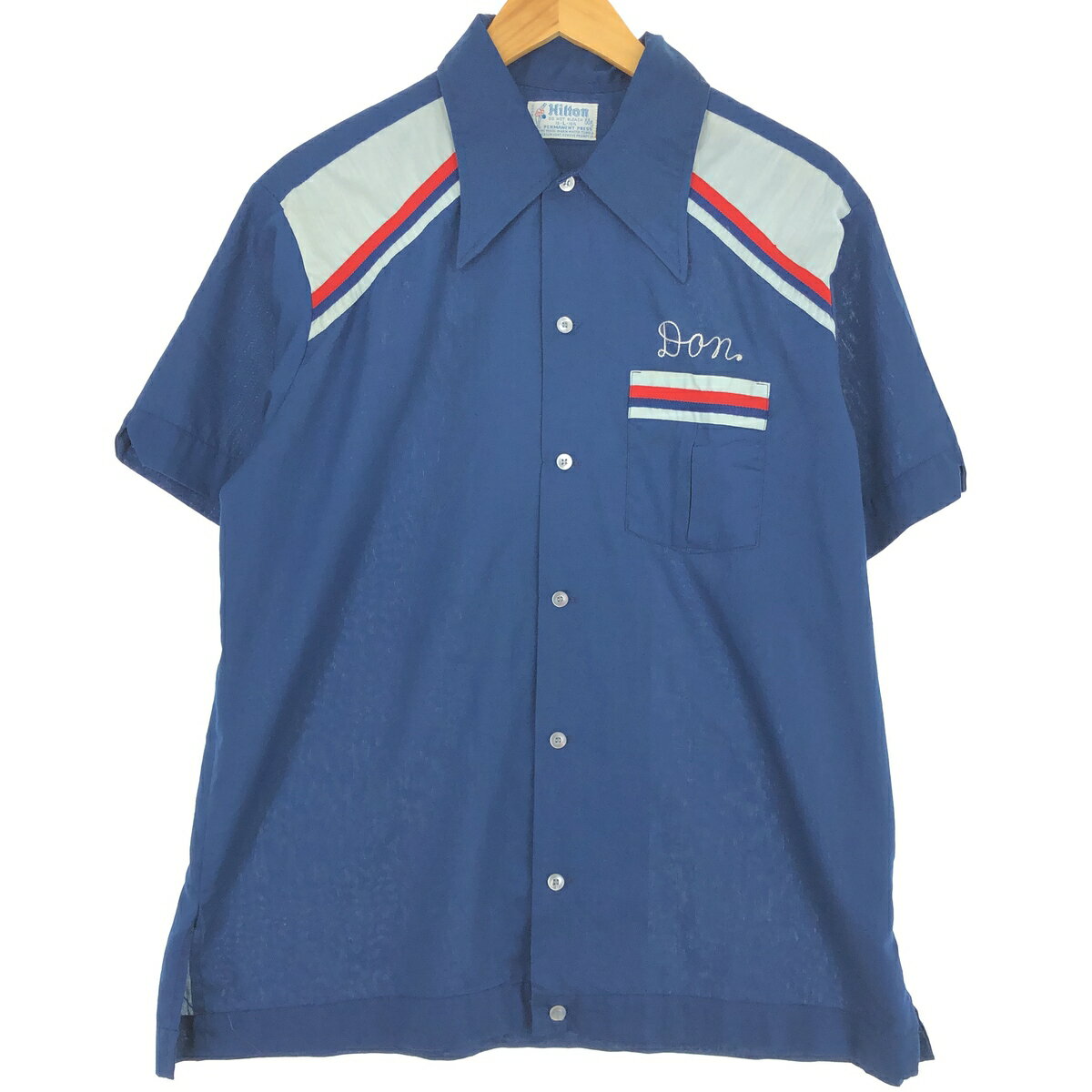 古着 70~80'S ヒルトン HILTON ボウリングシャツ USA製 メンズL ヴィンテージ /eaa433800 【中古】 【240406】
