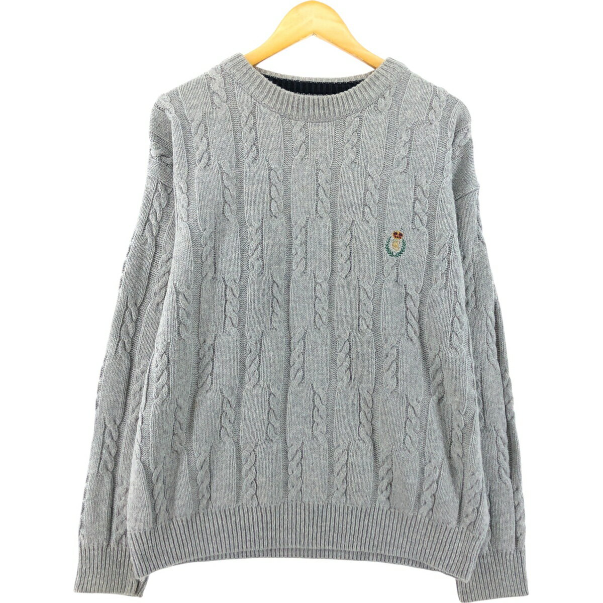 古着 90'S ラルフローレン Ralph Lauren CHAPS チャップス ケーブル編み コットンニットセーター USA製 メンズS相当 ヴィンテージ /eaa434670 【中古】 【250406】