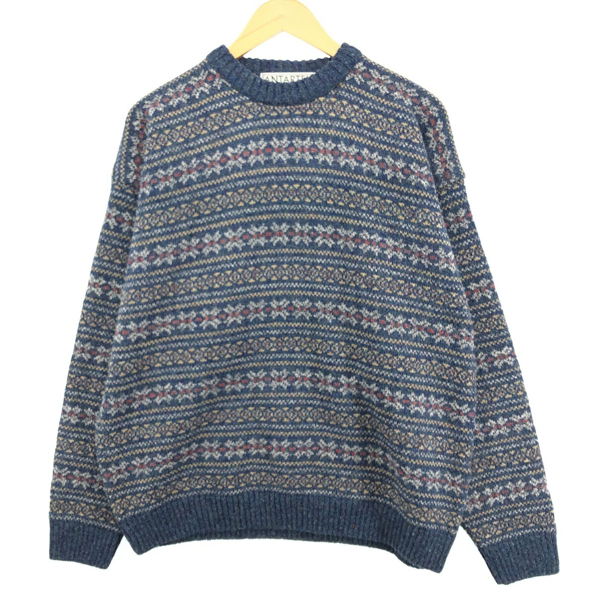 古着 ANTARTEX 総柄 ウールニットセーター 英国製 メンズL相当 /eaa434989 【中古】 【241020】