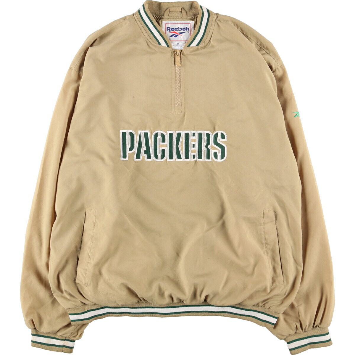 古着 90'S リーボック Reebok NFL GREENBAY PACKERS グリーンベイパッカーズ ハーフジップ ウォームアッププルオーバー メンズM /eaa435562  