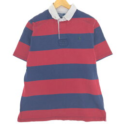 古着 ラルフローレン Ralph Lauren POLO by Ralph Lauren CUSTOM FIT ボーダー柄 半袖 ラガーシャツ メンズM /eaa435822 【中古】 【240411】