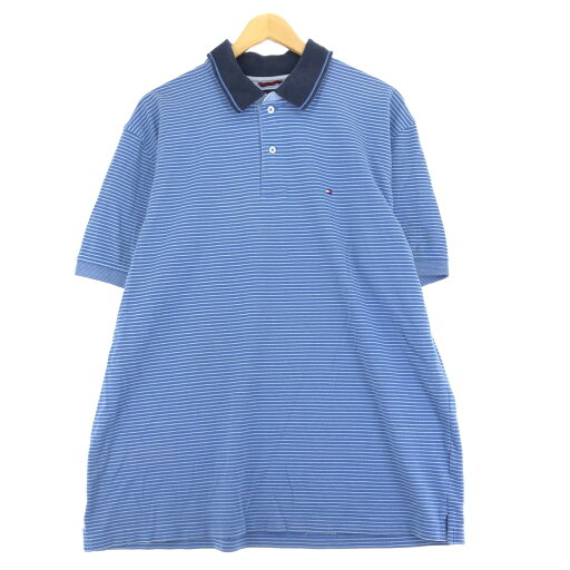 古着 トミーヒルフィガー TOMMY HILFIGER 半袖 ボーダー ポロシャツ メンズXL /eaa436176 【中古】 【240418】 【SS2509_30】