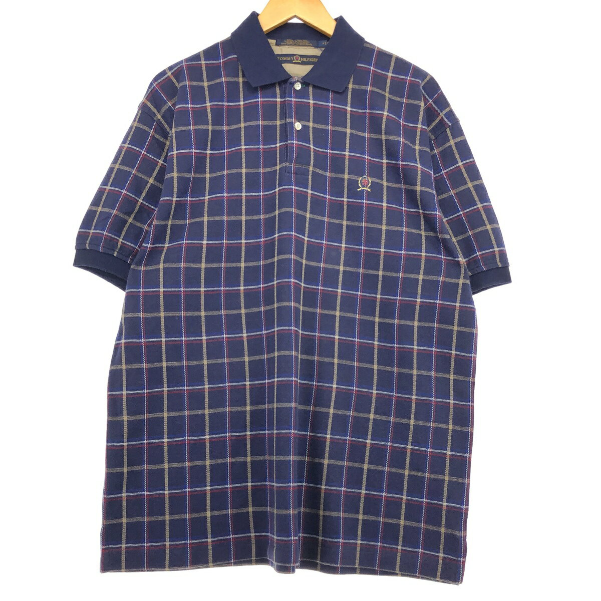 古着 90~00'S トミーヒルフィガー TOMMY HILFIGER 半袖 チェック ポロシャツ メンズM相当 /eaa437064 【中古】 【240709】 【SS2509_30】