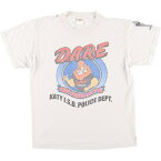 古着 90'S フルーツオブザルーム FRUIT OF THE LOOM D.A.R.E. 薬物乱用防止教育 アニマル柄 プリントTシャツ メンズM ヴィンテージ /eaa438320 【中古】 【240421】