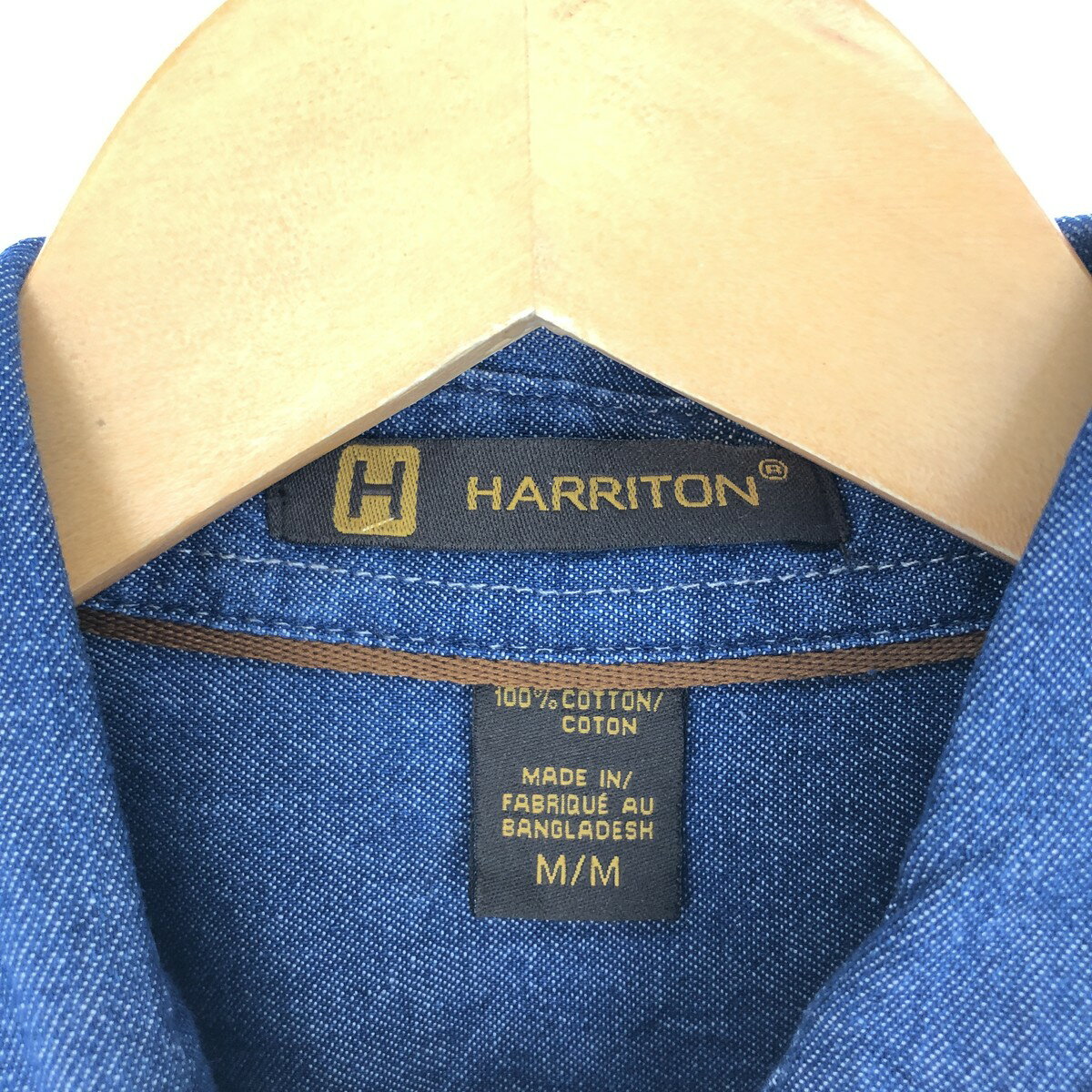 古着 HARRITON 長袖 ボタンダウンデニムシャツ メンズM /eaa438332 【中古】 【240426】