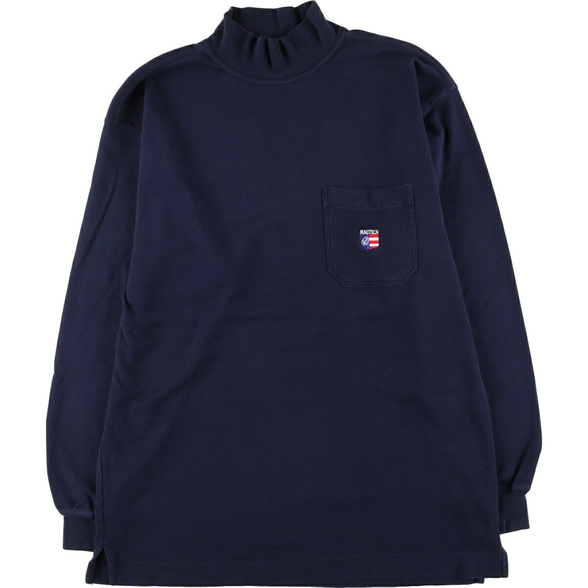 古着 90'S ノーティカ NAUTICA ハイネック 無地ポケットロングTシャツ ロンT メンズL ヴィンテージ /eaa438701 【中古】 【240519】