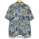 古着 PURE 総柄 半袖 シルクシャツ メンズS /eaa441489 【中古】 【240428】 【SS2409_30%】