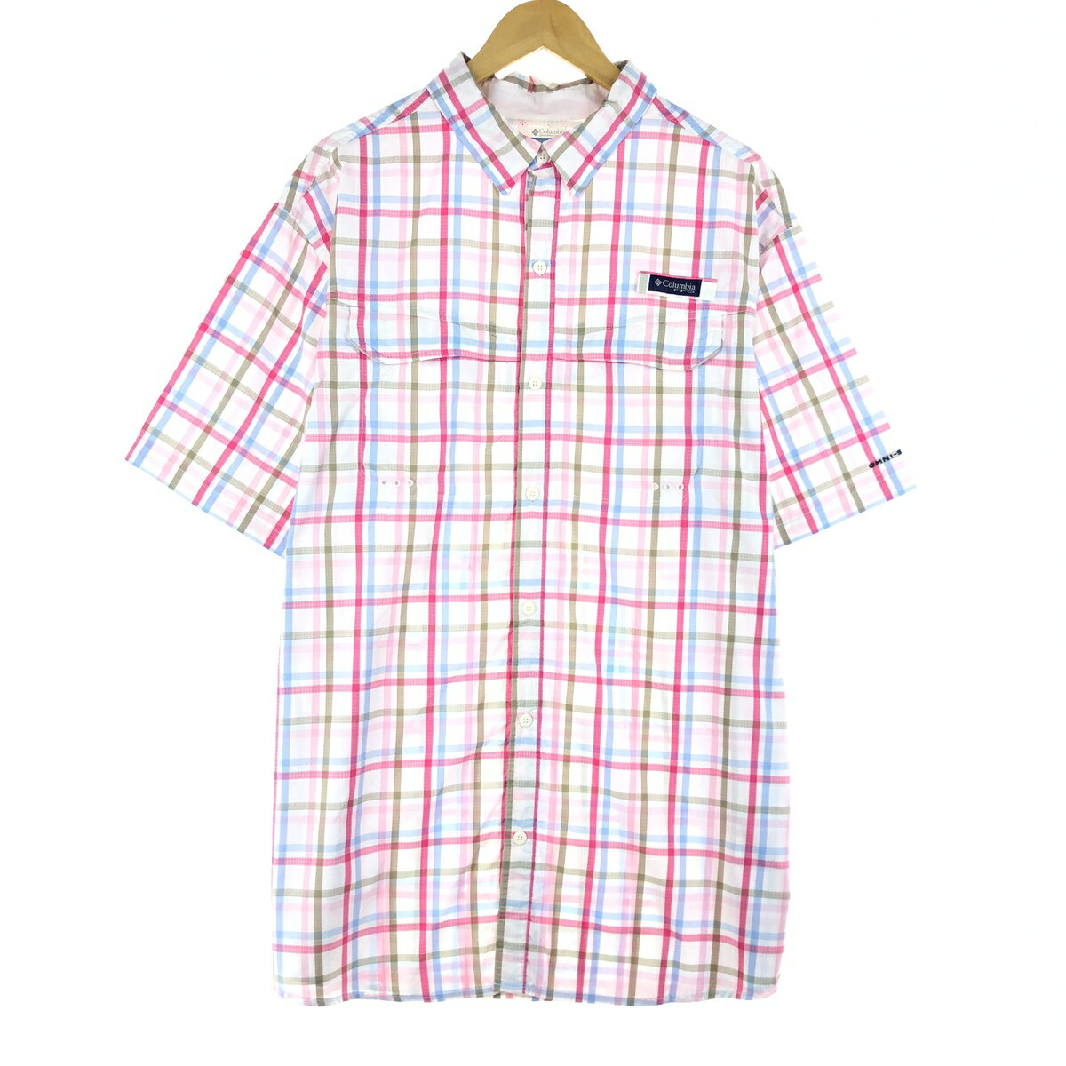 古着 コロンビア Columbia PFG OMNI-SHADE チェック柄 半袖 フィッシングシャツ メンズXL /eaa442275 【中古】 【240503】 【SS2506_10】