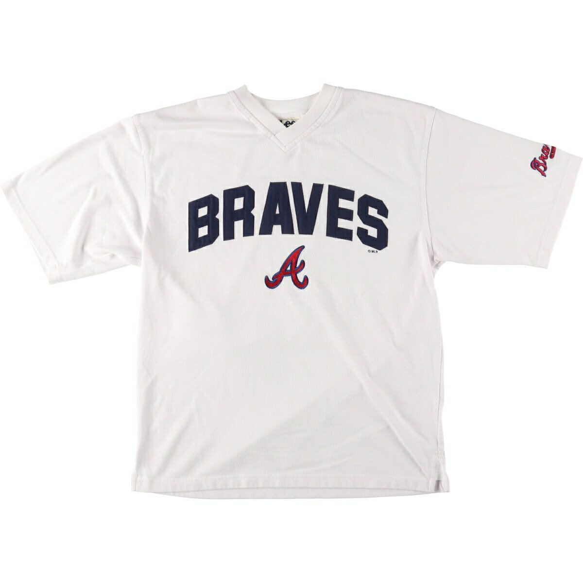 古着 リー Lee MLB ATLANTA BRAVES アトランタブレーブス Vネック ロゴTシャツ メンズL /eaa442291 【中古】 【240504】 【SS2409_30%】