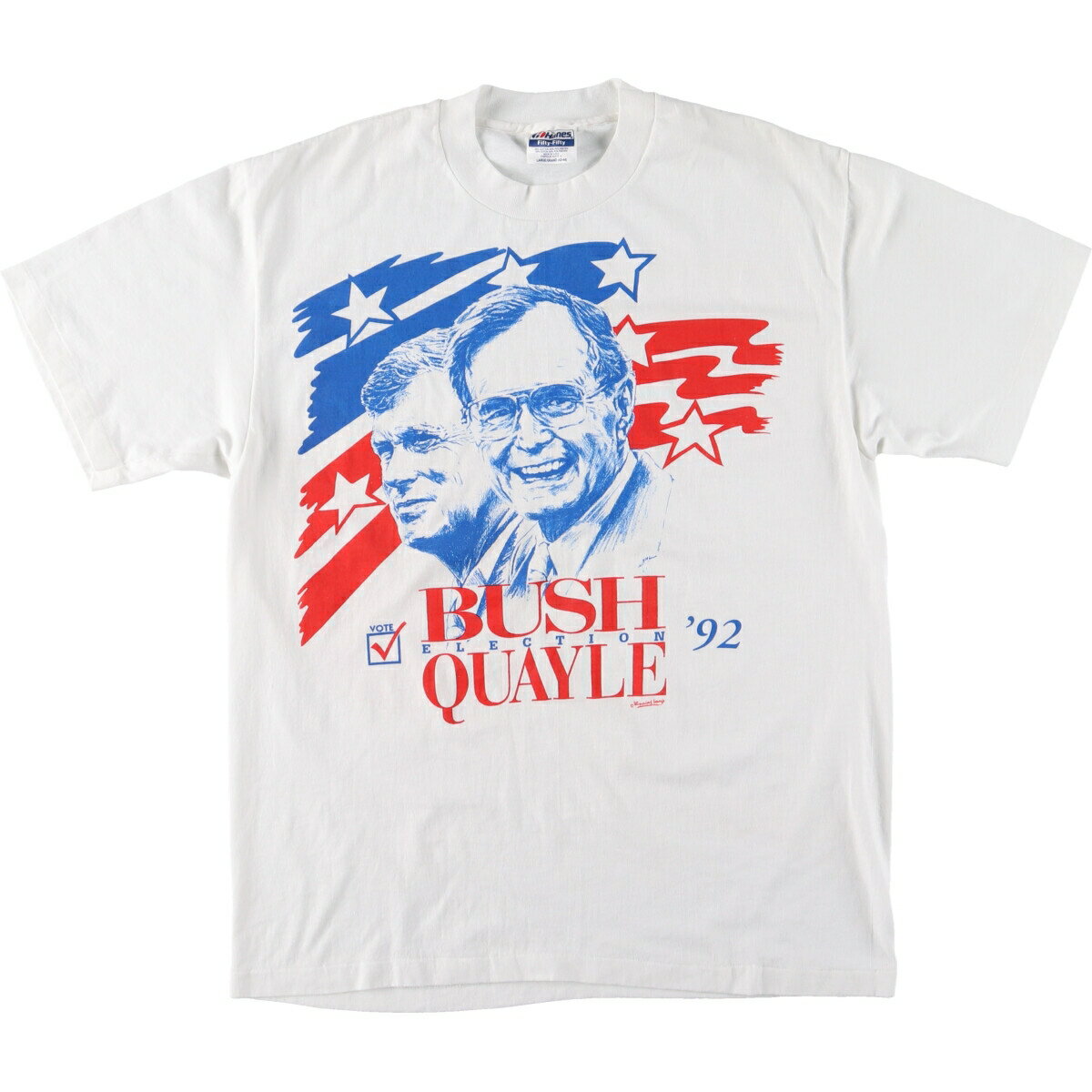 古着 80'S ヘインズ Hanes George Herbert Walker Bush ジョージHWブッシュ プリントTシャツ USA製 メンズL ヴィンテージ /eaa444218 【中古】 【240425】