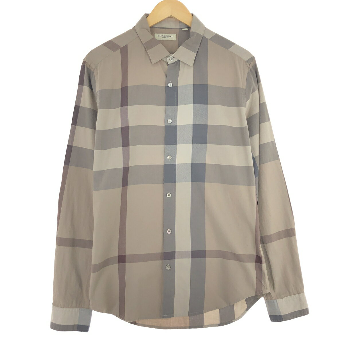極美品バーバリーロンドン長袖シャツノバチェックマルチカラーLサイズ