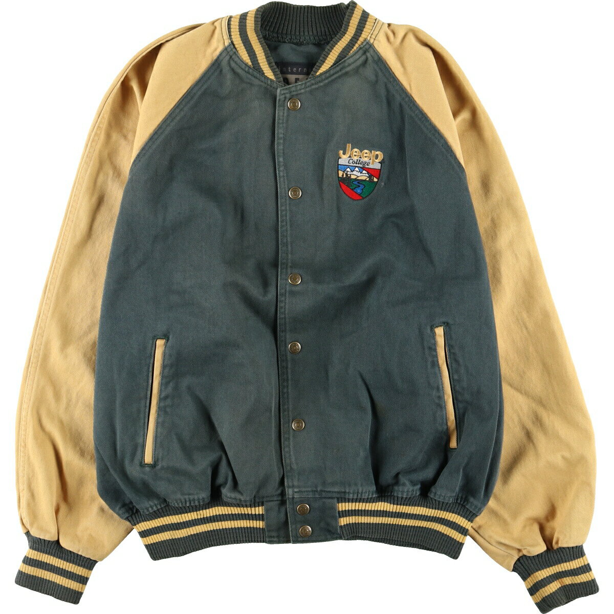 古着 90'S INTERNATIONAL DENIM デニムスタジャン バーシティジャケット カナダ製 メンズXL ヴィンテージ /eaa445907 【中古】 【240427】