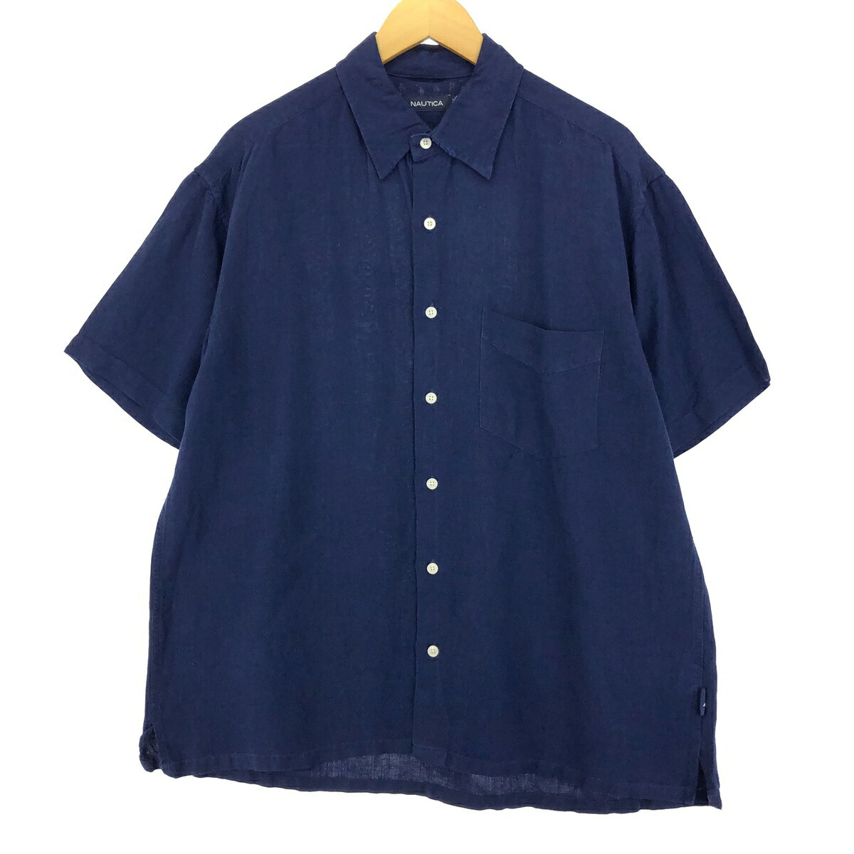 古着 ノーティカ NAUTICA 半袖 リネン×レーヨンシャツ メンズL /eaa448297 【中古】 【240520】
