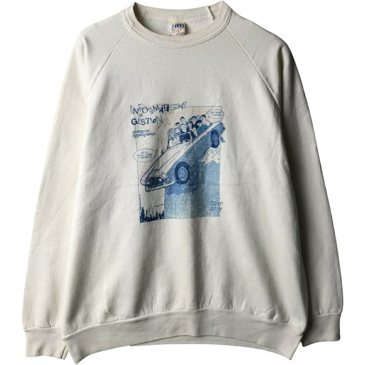 Sweat - 古着 FABEC プリントスウェットシャツ トレーナー カナダ製 メンズL相当 /eaa449757 【中古】 【251003】 【NH-2508】 【SS2603_10】 ホワイト系 春夏秋冬