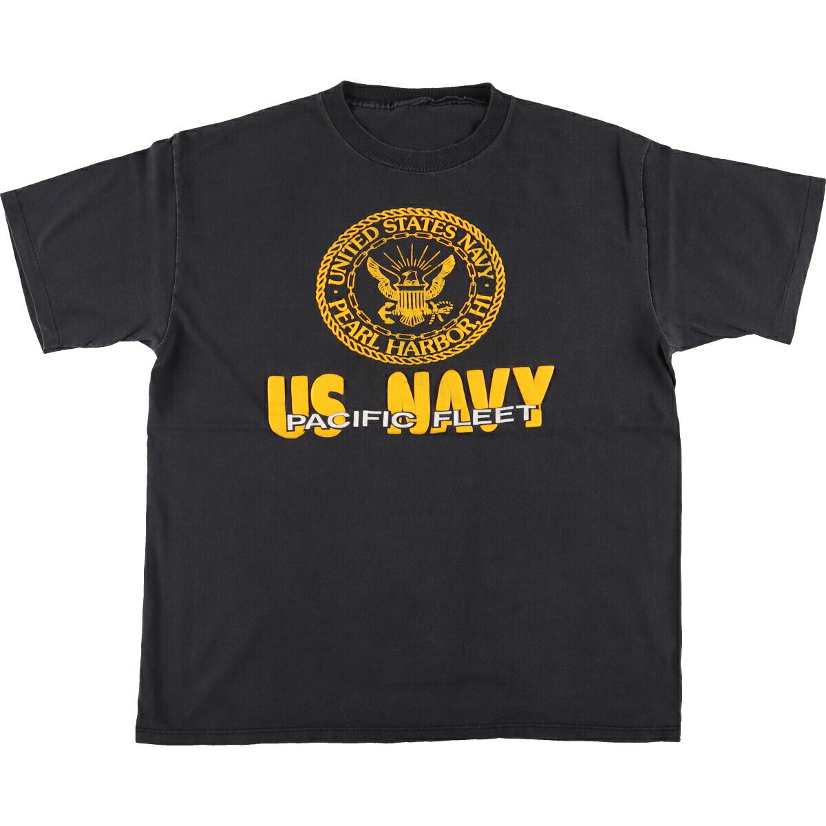 古着 US NAVY PACIFIC FLEET 太平洋艦隊 ミリタリープリントTシャツ メンズL /eaa450562  