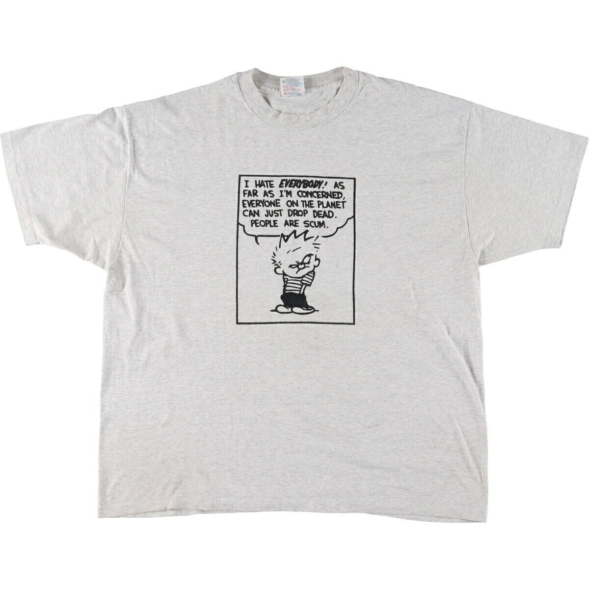 古着 90'S ヘインズ Hanes Calvin And Hobbes カルビンとホッブス キャラクタープリントTシャツ USA製 メンズXXL ヴィンテージ /eaa450926 【中古】 【240524】