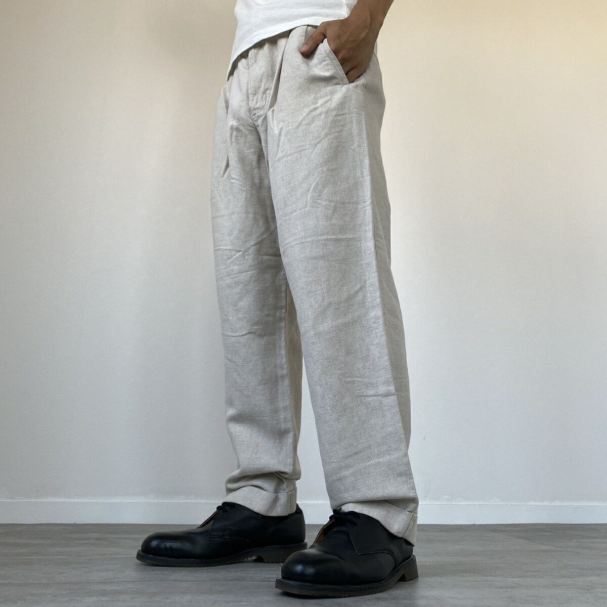 古着 DOCKERS KHAKIS ツータック リネン×コットンパンツ スラックス メンズw31 /eaa454472 【中古】 【240621】 【WP2405】