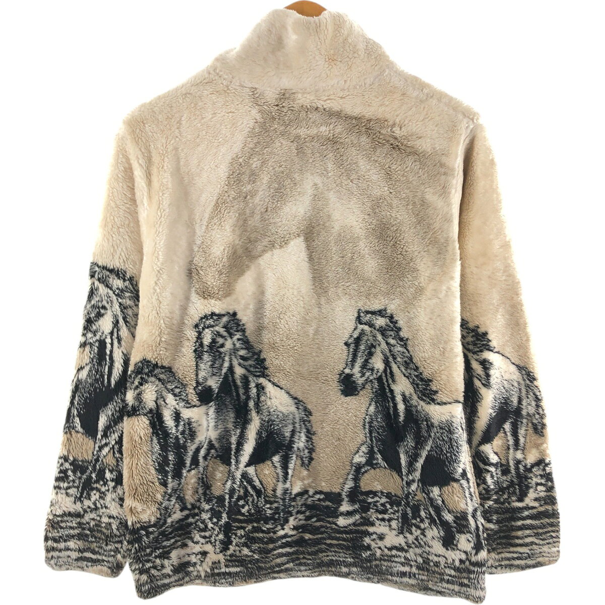古着 90'S ブラックマウンテン BLACK MOUNTAIN アニマル柄 馬柄 フリースジャケット USA製 メンズS相当 ヴィンテージ /eaa455421 【中古】 【250303】