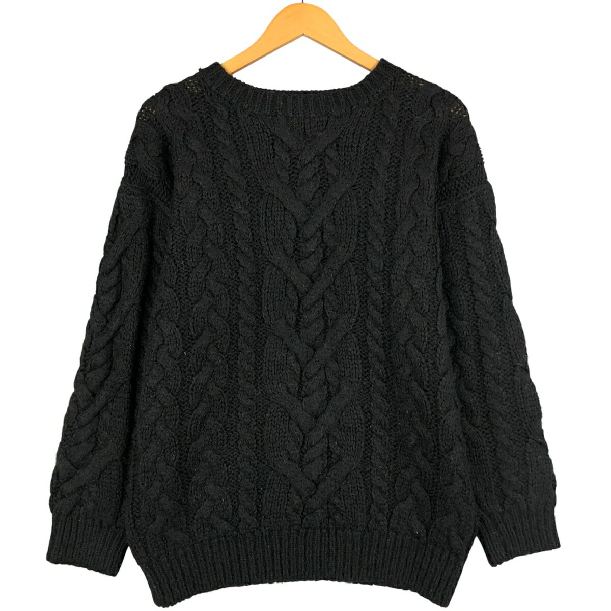 樂天商城 - 古着 TROUSERS UP モヘア混 ケーブル編み アクリルニットセーター メンズM相当 /eaa455617 【中古】 【251110】 【SS2603_10】 ブラック系 秋冬