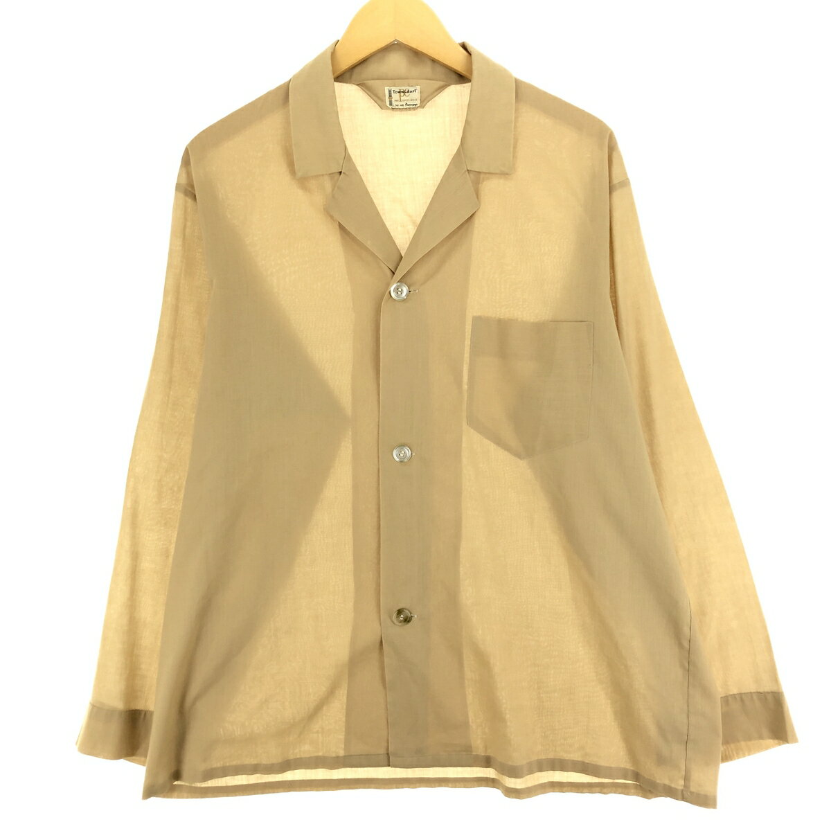 50s～60s PENNYS Nylon Pullover BD L/S Shirt 黒 L ペニーズ