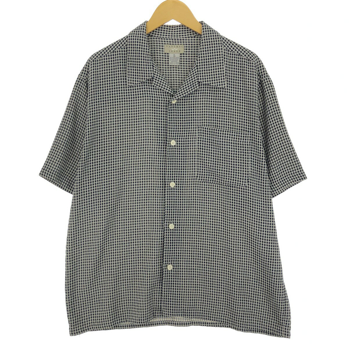 古着 NATURAL ISSUE チェック柄 オープンカラー 半袖 レーヨンシャツ メンズXL /eaa457923 【中古】 【240614】