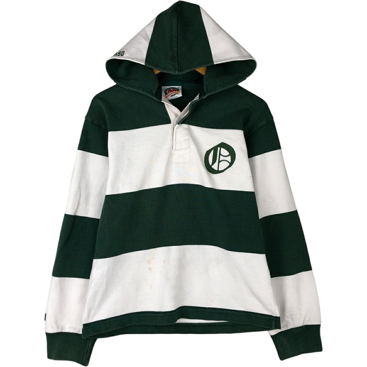 古着 バーバリアン BARBARIAN ボーダー柄 フード付き 長袖 ラガーシャツ カナダ製 メンズXL相当 /eaa458140 【中古】 【260220】