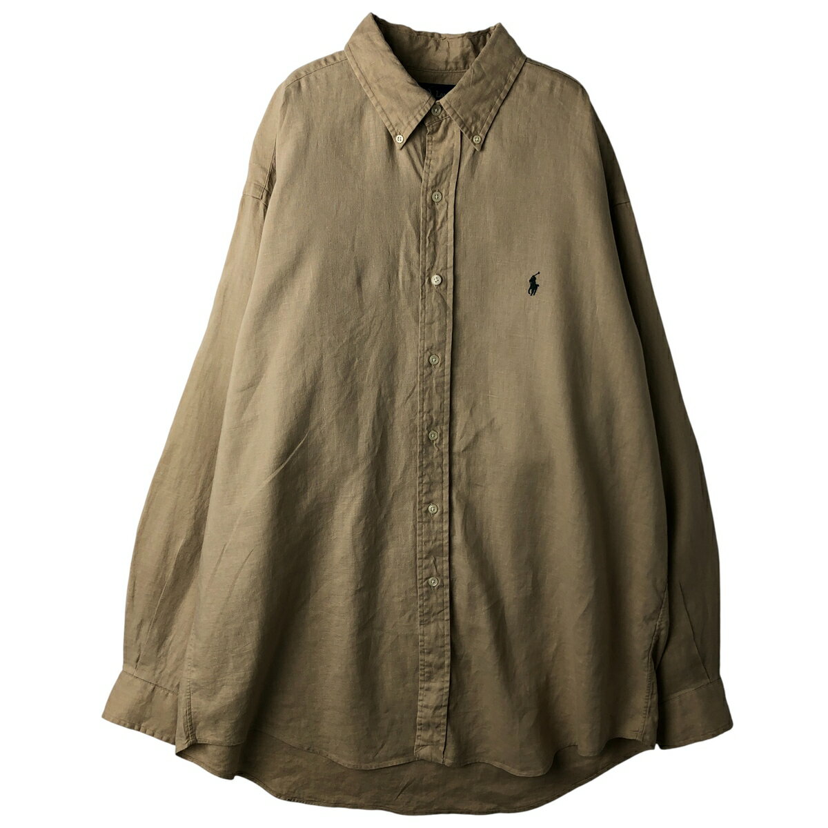 Rakuten - 古着 ラルフローレン Ralph Lauren BLAKE 長袖 リネン ボタンダウンシャツ メンズL相当 /eaa458330 【中古】 【260214】 ベージュ系 春夏秋冬