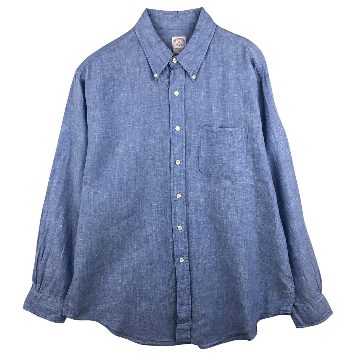 樂天商城 - 古着 ブルックスブラザーズ Brooks Brothers Est.1818 長袖 リネン ボタンダウンシャツ メンズXL相当 /eaa458505 【中古】 【260201】 【NH-2508】 ブルー系 春夏秋冬