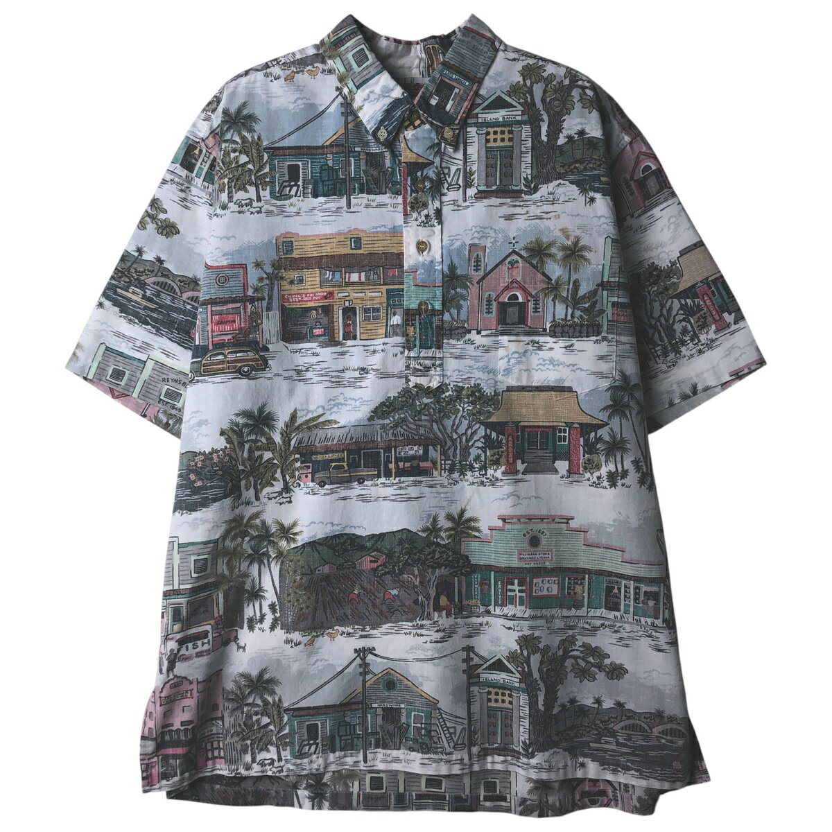 古着 レインスプーナー REYNSPOONER COMMEMORATIVE CLASSICS 総柄 ハーフボタン ボタンダウン ハワイアンアロハシャツ ボックスシャツ ハワイ製 メンズXL相当 /eaa458528 【中古】 【260213】