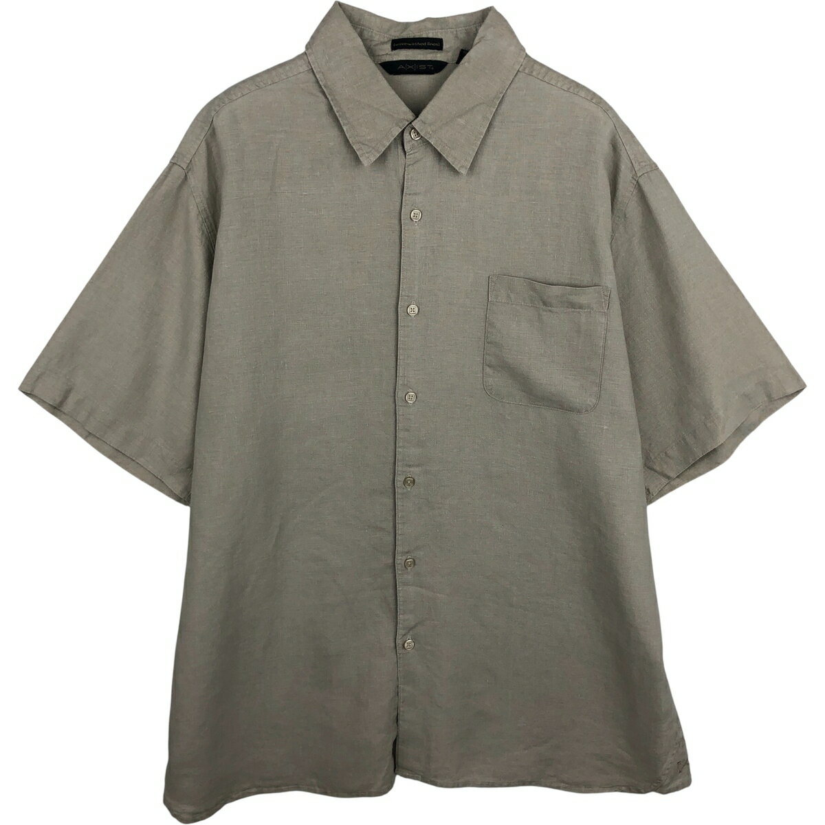 樂天商城 - 古着 AXIST 半袖 リネンシャツ ボックスシャツ メンズXL相当 /eaa458587 【中古】 【260223】 ベージュ系 春夏