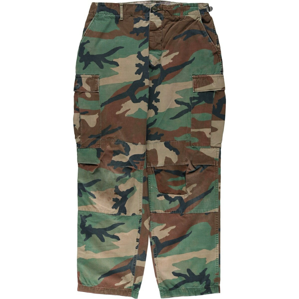 古着 80'S 米軍実品 迷彩柄 ウッドランドカモ リップストップ ミリタリー カーゴパンツ コンバットパンツ USA製 MEDIUM-REGULAER メンズw31相当 /eaa458617 【中古】 【260205】 【SS2606_10】