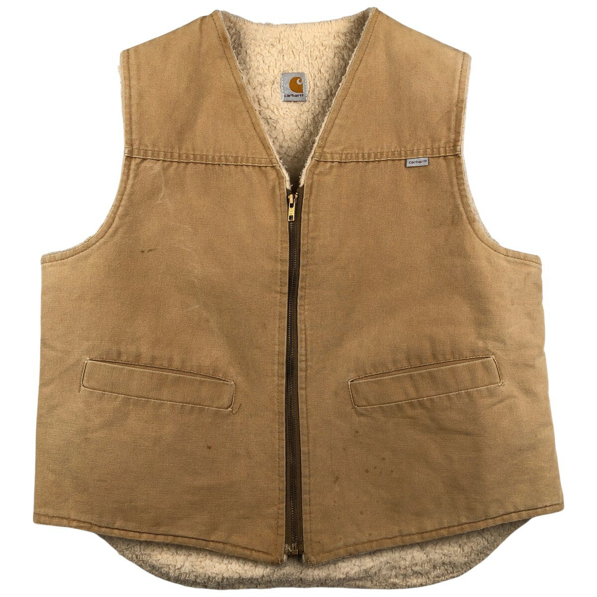 古着 80'S カーハート Carhartt 6SV ダックベスト USA製 メンズL相当 ヴィンテージ /eaa458767 【中古】 【260206】 ベージュ...