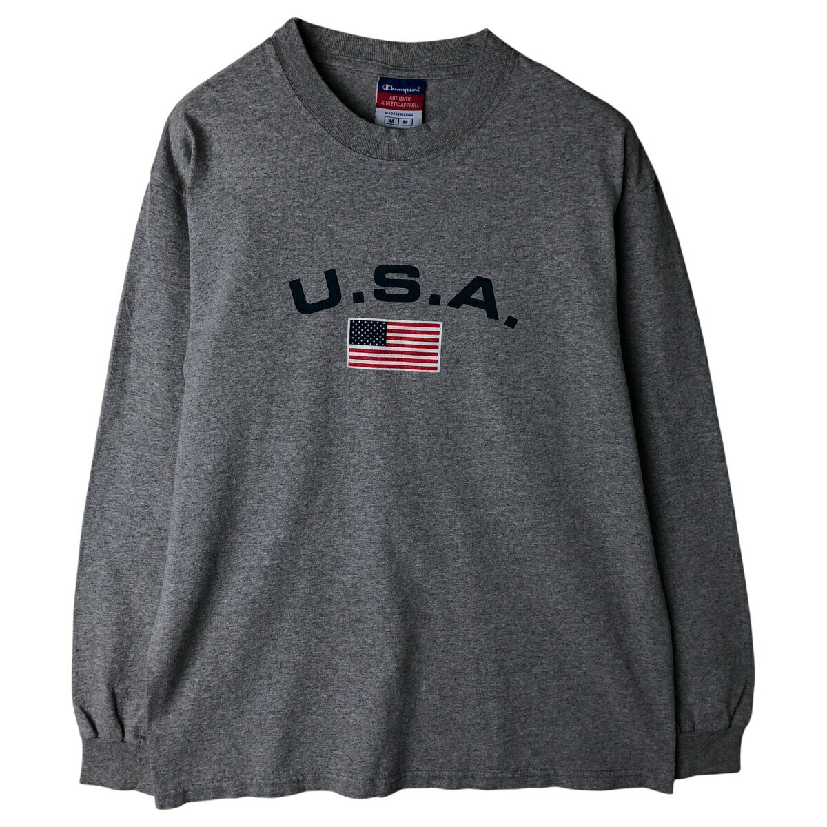 Rakuten - 古着 チャンピオン Champion AUTHENTIC ATHLETIC APPAREL 星条旗柄 ロングTシャツ ロンT メンズM相当 /eaa458821 【中古】 【260207】 グレー系 春夏秋