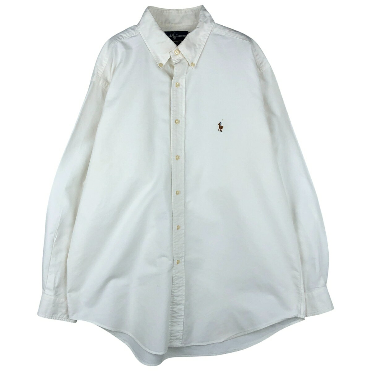 樂天商城 - 古着 ラルフローレン Ralph Lauren YARMOUTH 長袖 ボタンダウンシャツ メンズL相当 /eaa458861 【中古】 【260209】 ホワイト系 春夏秋冬