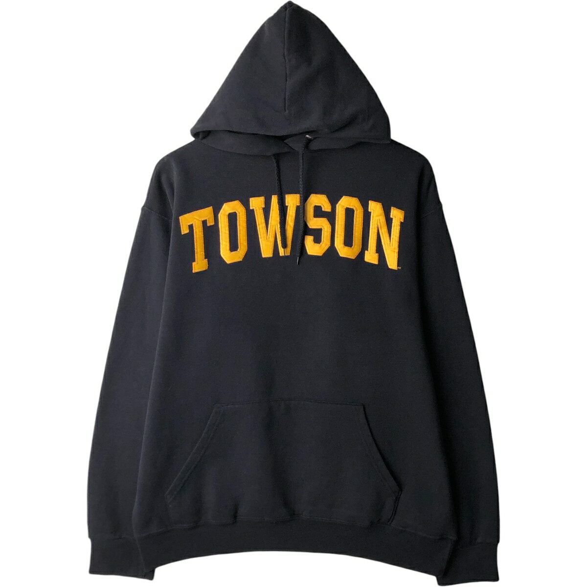 古着 Cotton Exchange カレッジ スウェットプルオーバーパーカー USA製 メンズL相当 /eaa458882 【中古】 【260215】 ブラック系 春夏秋冬