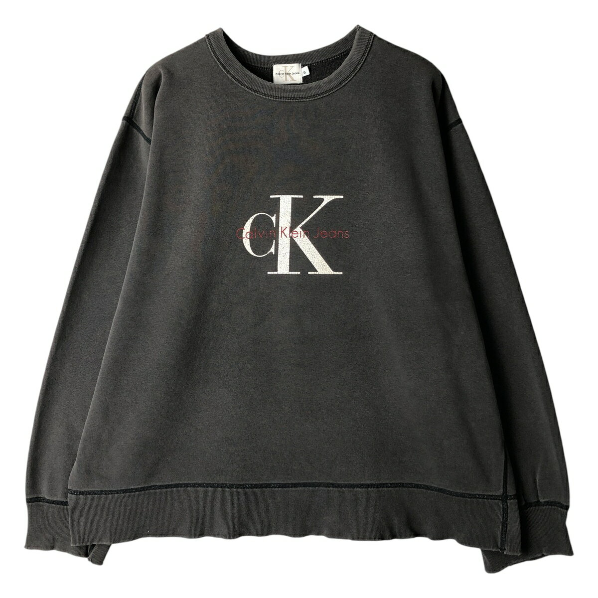 古着 90~00'S カルバンクライン Calvin klein JEANS ロゴスウェットシャツ トレーナー USA製 メンズS相当 /eaa459363 【中古】 【260201】 【NH-2508】